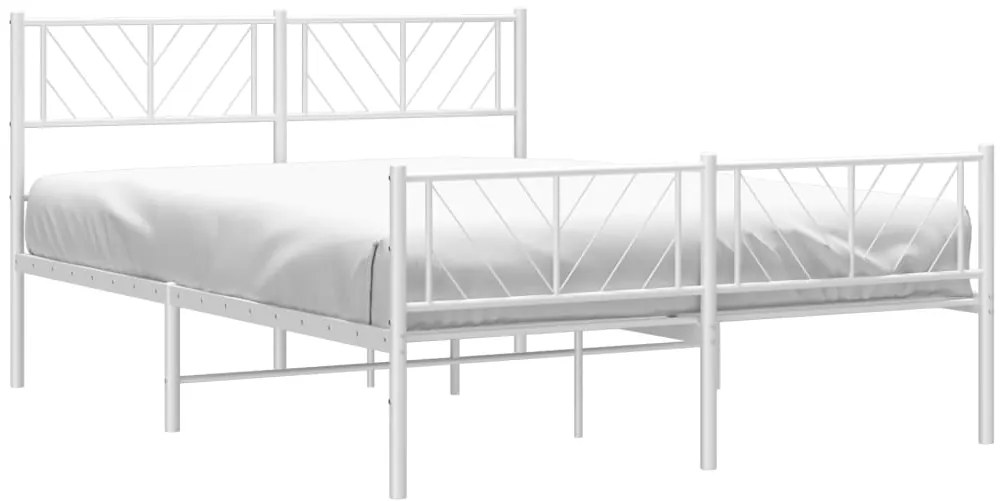 Estrutura de cama com cabeceira e pés 160x200 cm metal branco