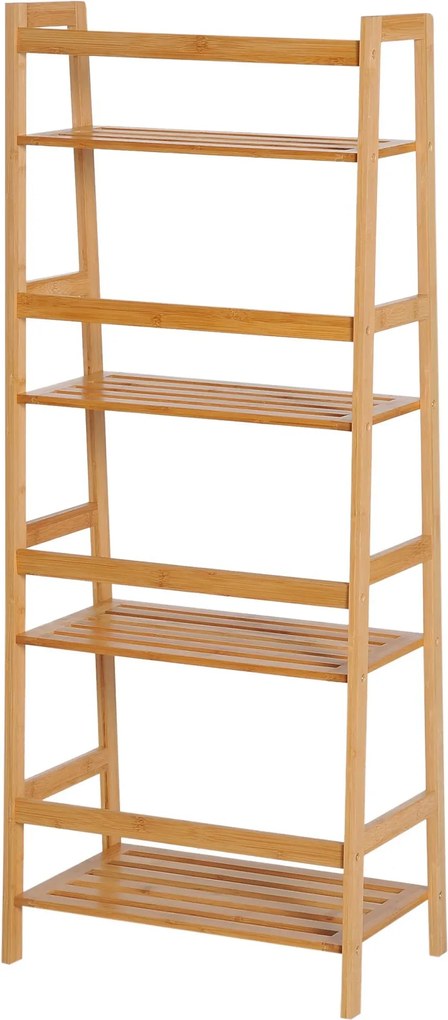 HOMCOM Estante Bambu 4 Prateleiras Escada 48x31,5x120cm Sala Estar Escritório Madeira Resistente | Aosom Portugal