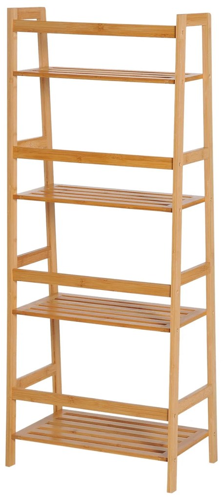 HOMCOM Estante de Bambu com 4 Prateleiras Estante em Forma de Escada para Sala de Estar Escritório 48x31,5x120 cm Madeira | Aosom Portugal