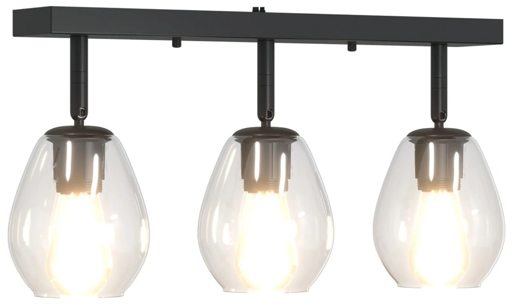 Luzes de Teto com Abajur de Vidro Ajustável em Anthracite, E27