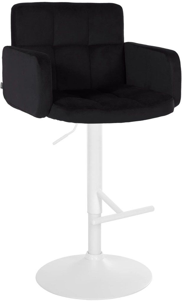 Banco de bar Los Angeles em veludo com estrutura branca 93-113 x 60 x 56 cm Preto
