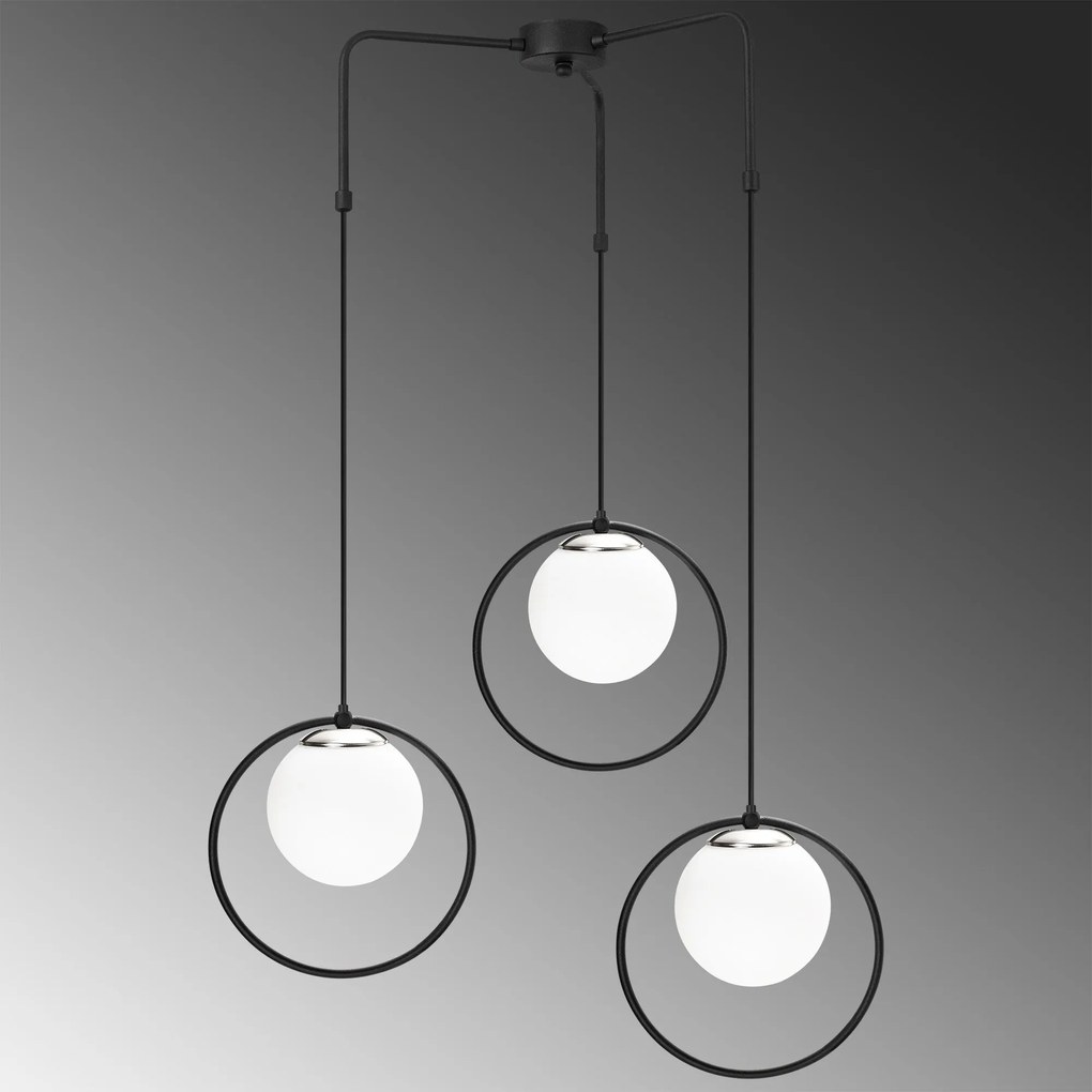 Candeeiro Chandelier Dolunay – Preto e Branco – Diâmetro 74 cm x Altur