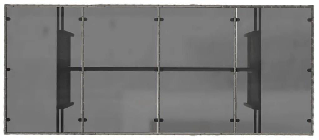 Mesa de jardim com tampo de vidro 190x80x74 cm vime PE cinza