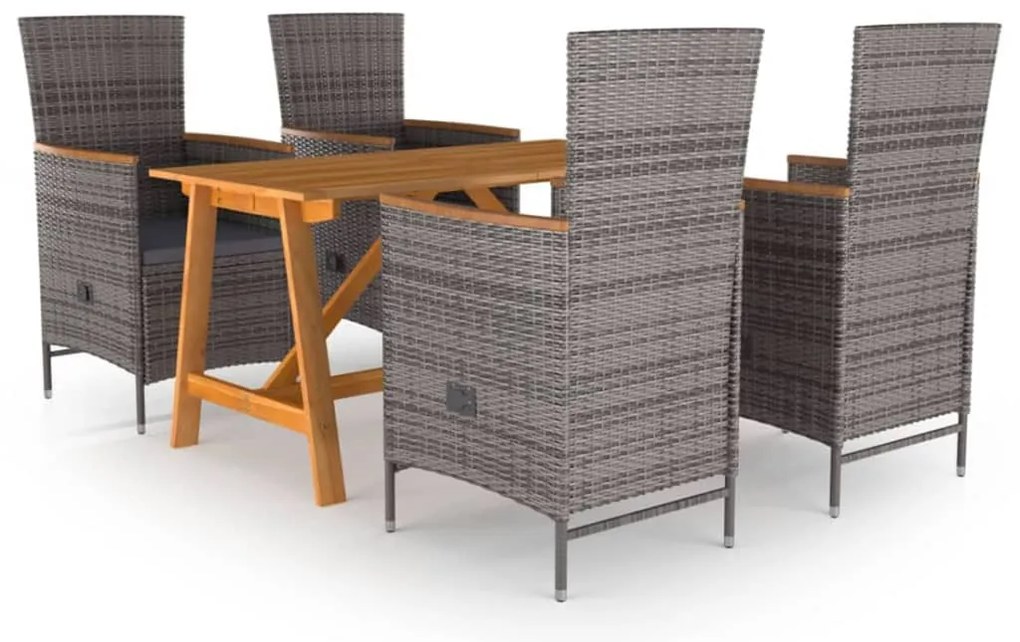 5 pcs conjunto de jantar para jardim cinzento