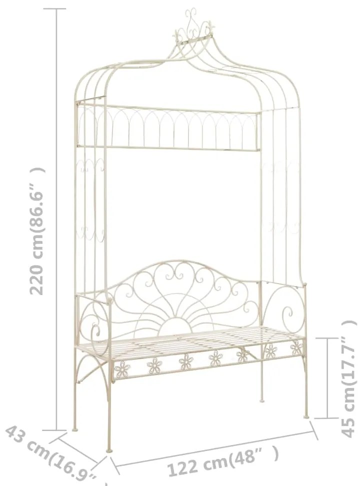 Banco de jardim 122 cm ferro branco antigo