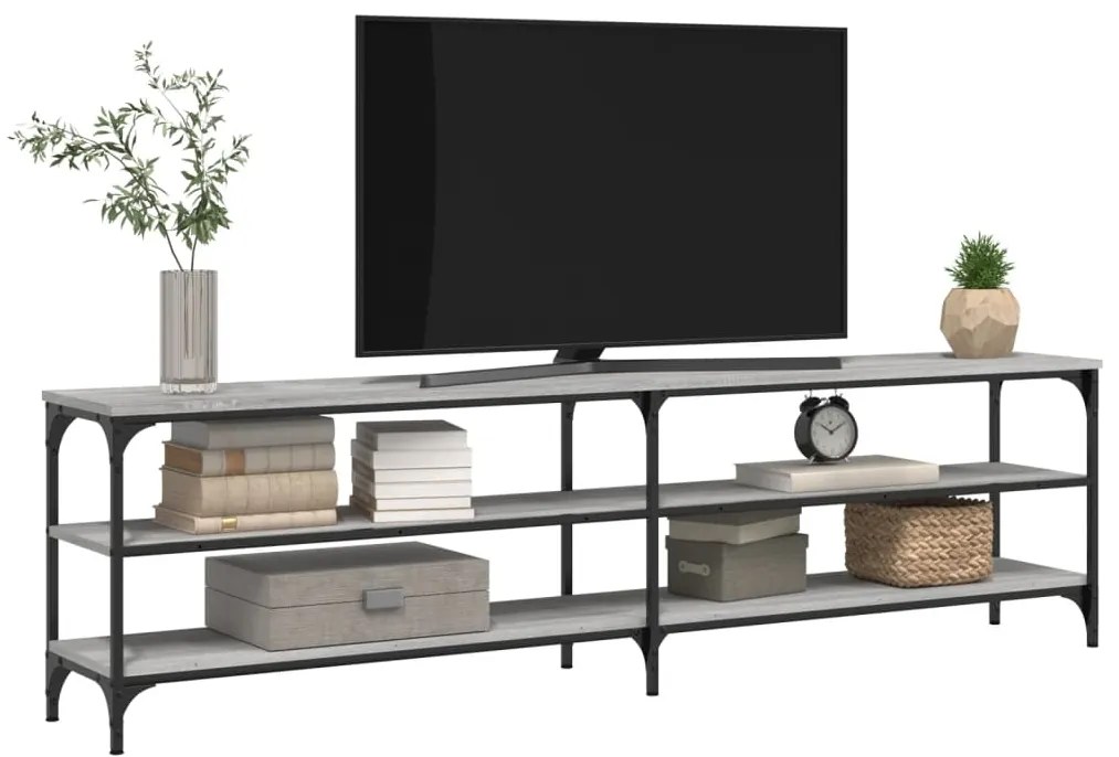 Móvel p/ TV 180x30x50cm derivados madeira/metal cinzento sonoma