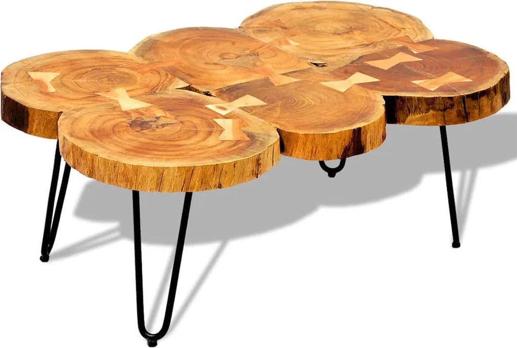 Mesa de centro 35 cm 6 troncos madeira de sheesham sólida