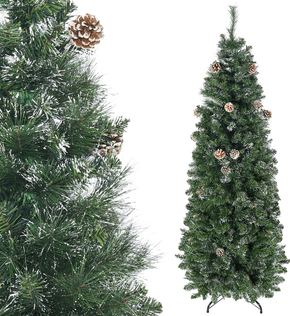 Árvore de Natal artificial com 618 ramos cobertos de neve, suporte em aço, com base dobrável em aço