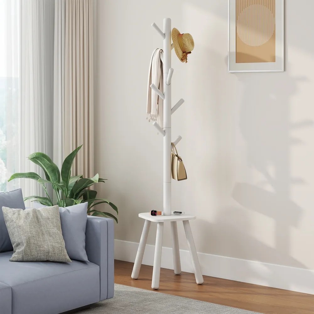 Cabideiro com 8 ganchos e prateleira 33,6 x 33,6 x 175,8 cm Branco