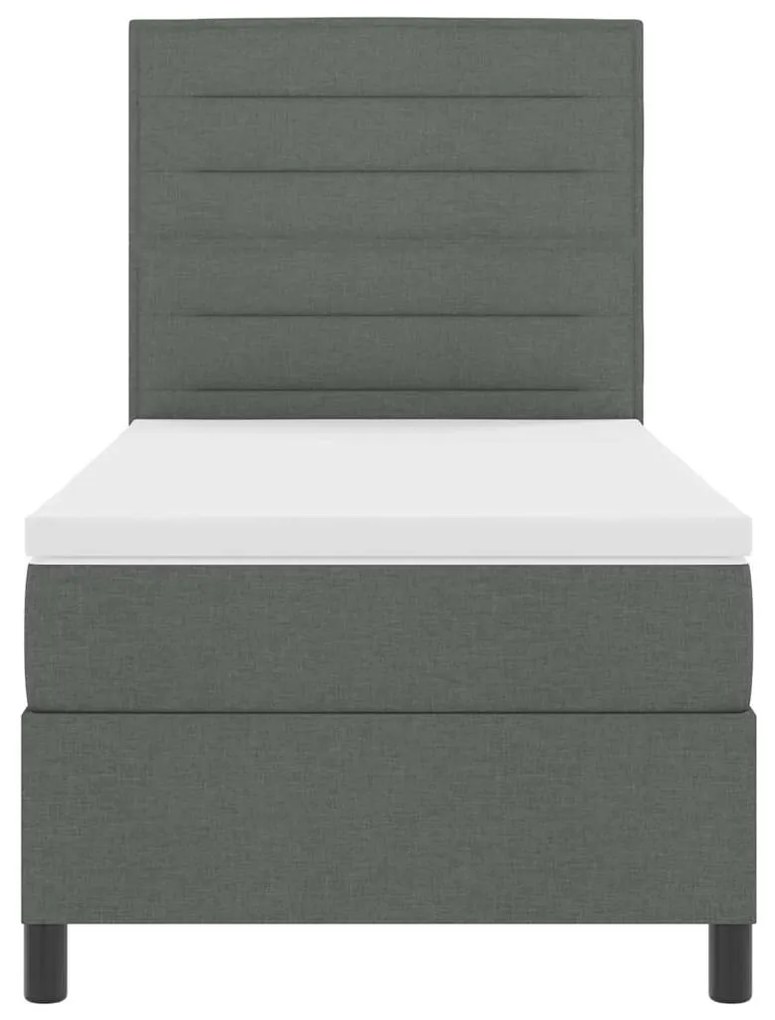 Cama box com colchão e LED em cinza escuro, 90 x 190 cm, tecido