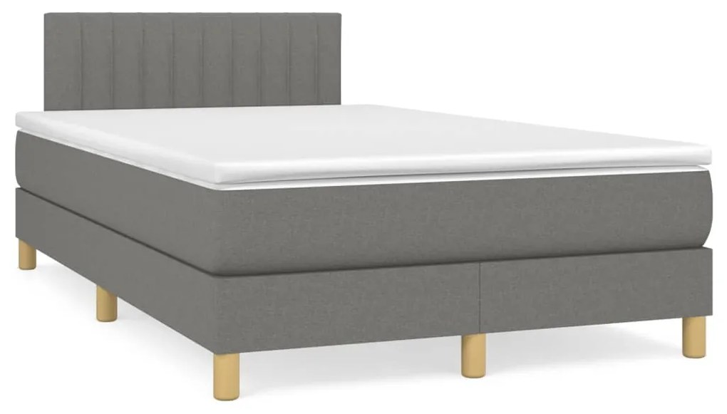 vidaXL Cama box spring c/ colchão e LED 120x190 cm tecido cinza-escuro