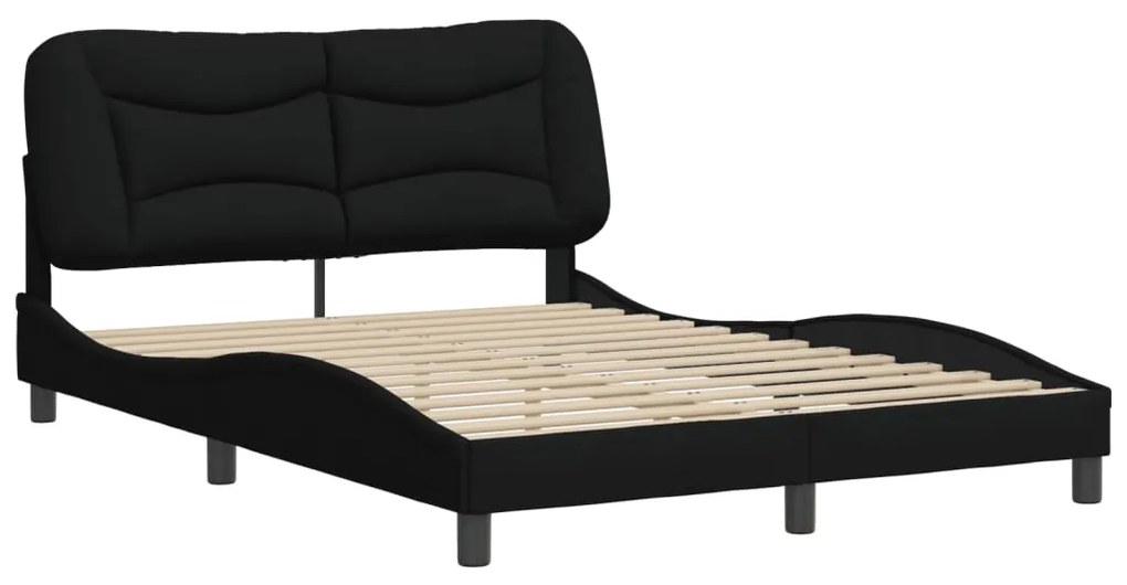 Estrutura de cama sem colchão 140x190 cm tecido preto