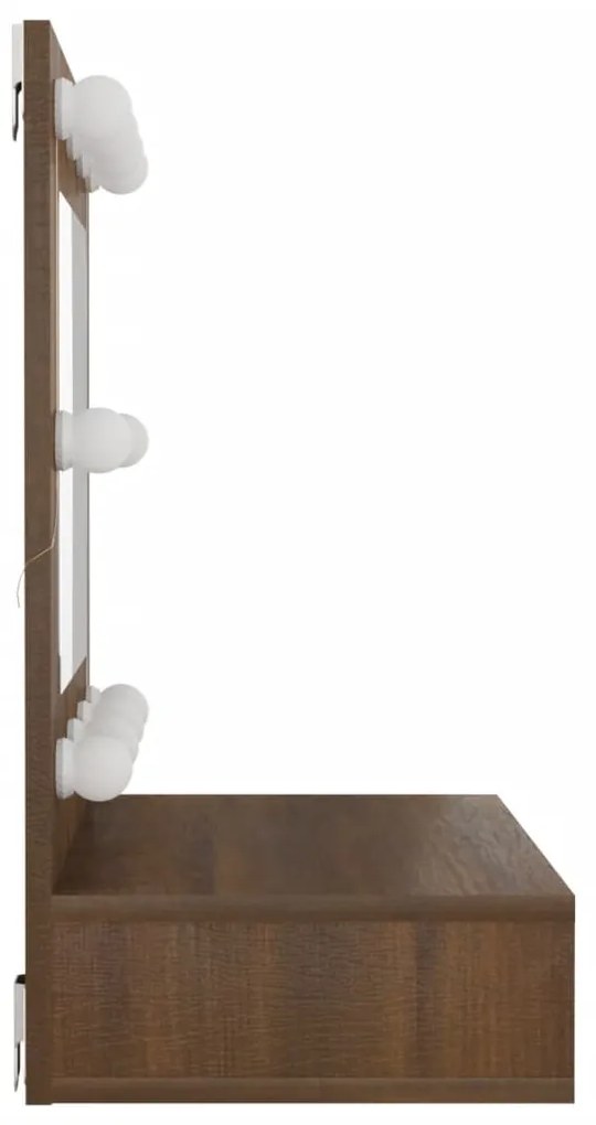 Armário espelhado com LED 60x31,5x62 cm carvalho castanho