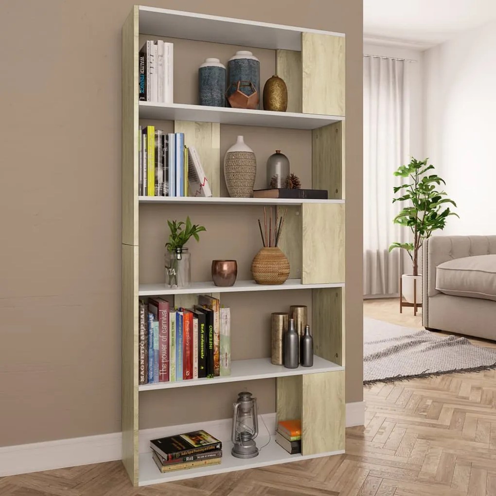 800104 vidaXL Estante/divisória 80x24x159cm branco e cor carvalho