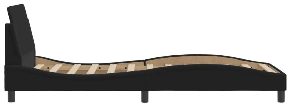 Estrutura cama c/ cabeceira sem colchão tecido 90x190 cm preto