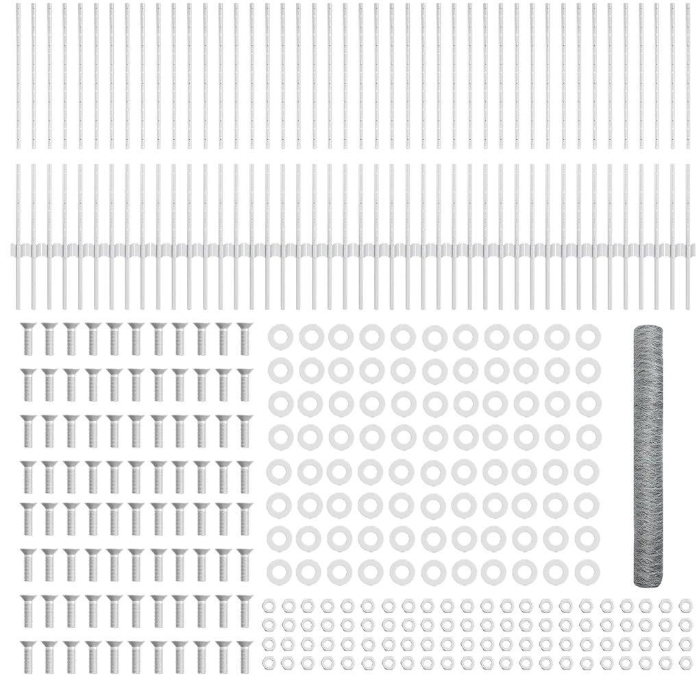 Postes de Cerca vidaXL 22 pcs U-Channel 100 cm Aço Galvanizado, Cerca