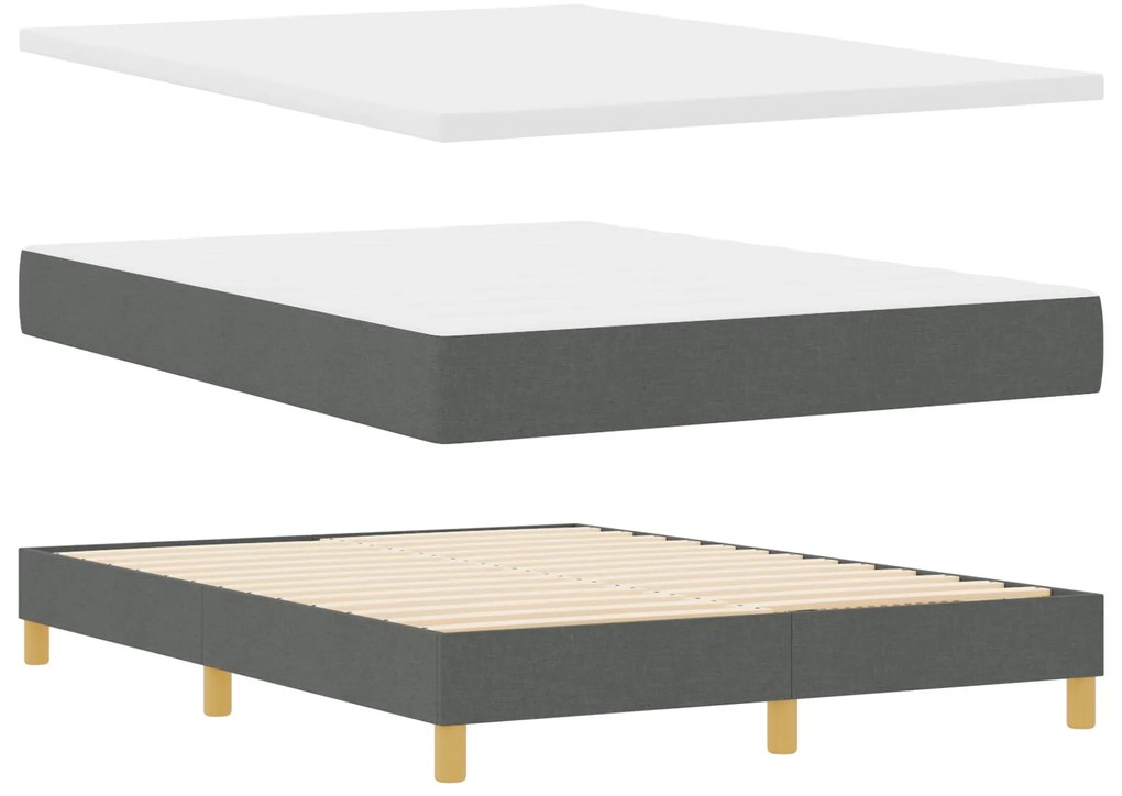 Cama Box Spring com Colchão Cinza Escuro 160x200 cm em Tecido