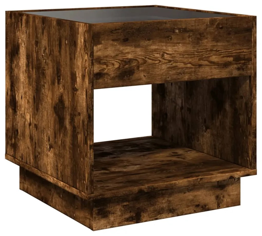 Mesa de cabeceira c/ LED Infinity 50x50x50 cm carvalho fumado