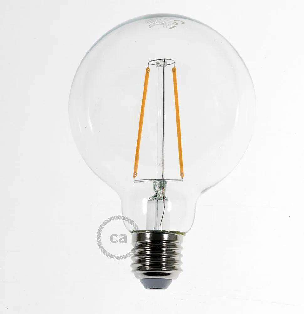 LED Transparent Light Bulb - Globe G95 Long Filament 4W Decorative Vintage 2200K