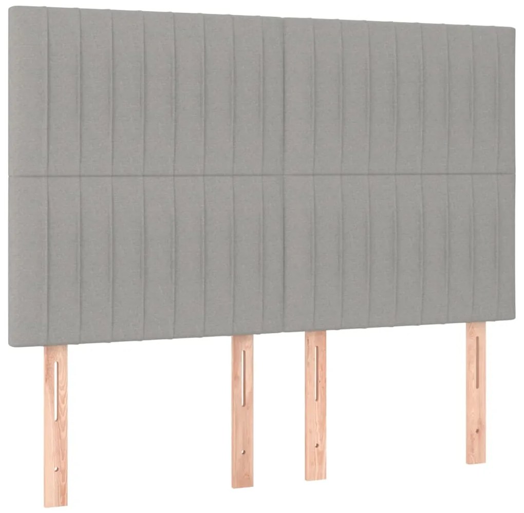 Estrutura de cama sem colchão 140x200 cm tecido cinzento-claro