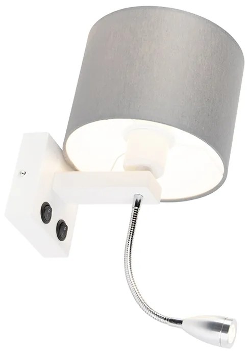 Candeeiro de parede moderno branco com cúpula cinzenta - Brescia Moderno