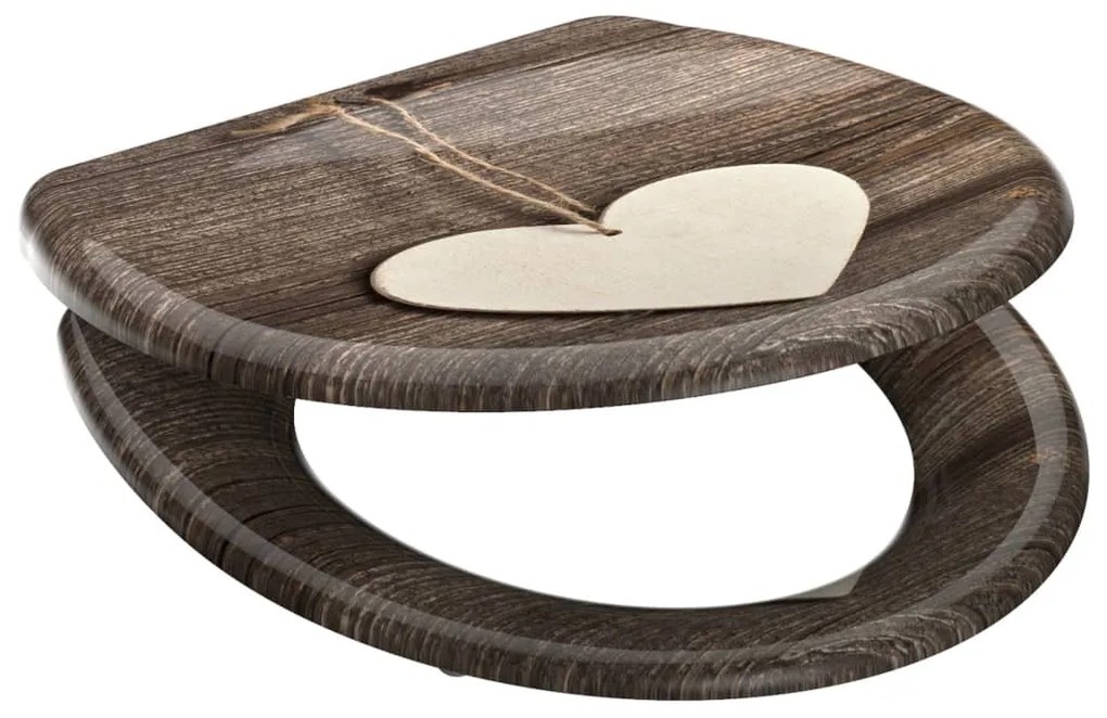 SCHÜTTE Assento sanita c/ fecho suave WOOD HEART duroplast estampado