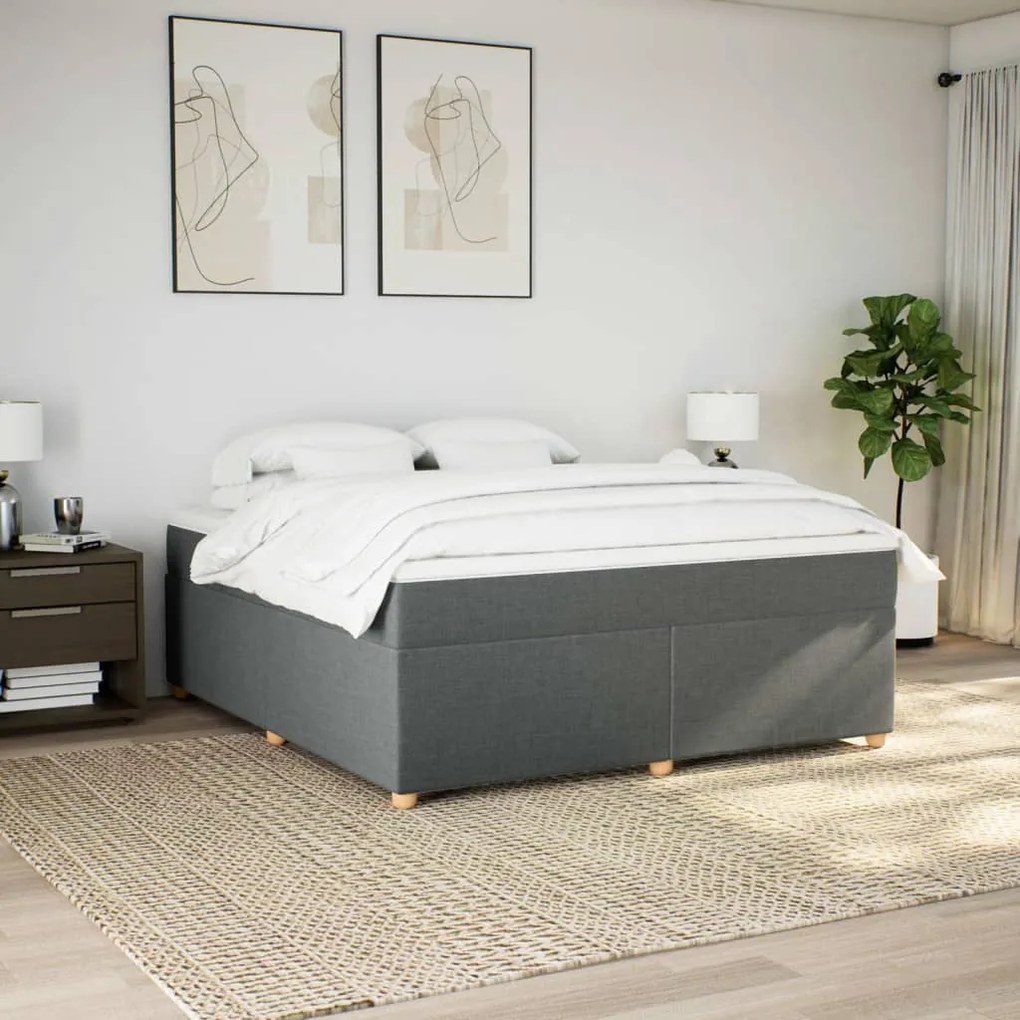 Cama com molas/colchão 180x200 cm tecido cinzento-escuro