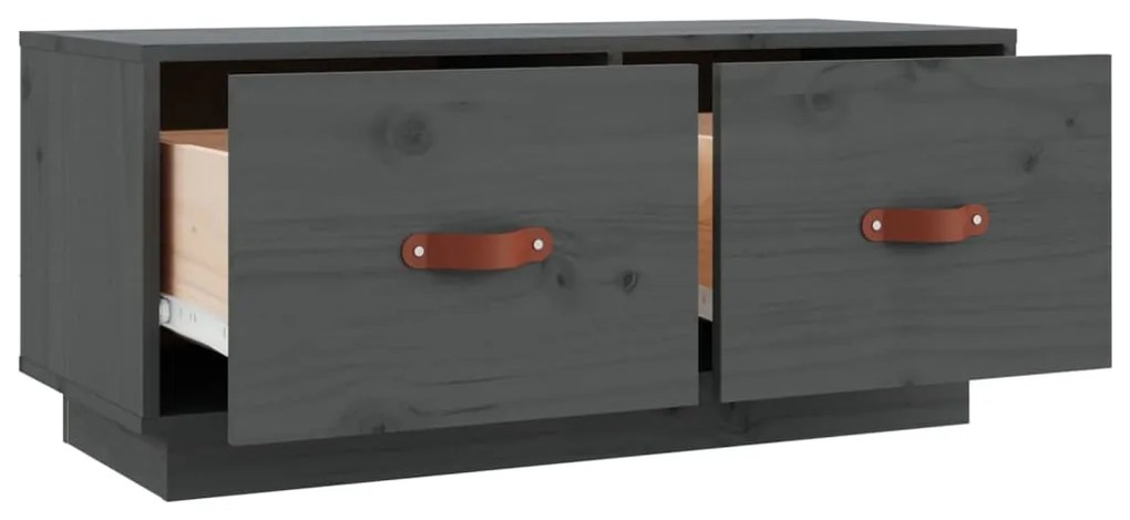 Móvel de TV 80x34x35 cm madeira de pinho maciça cinza