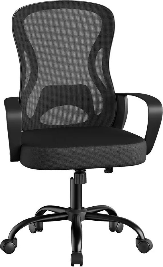 Cadeira de escritório ergonómica de malha, 60 x 60 x (95,5-105,5) cm com função de balanço Preta