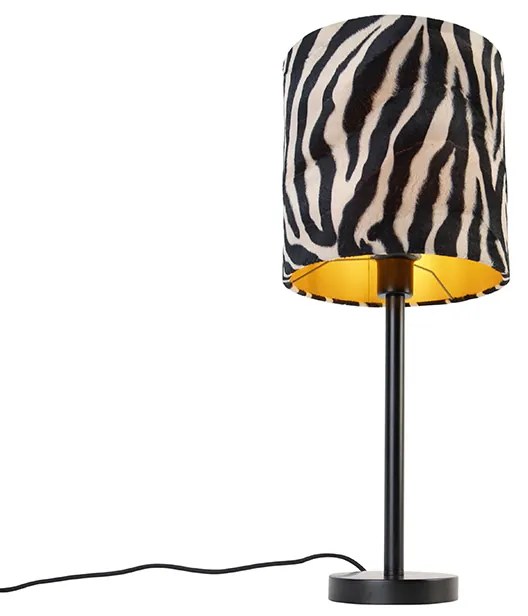 Candeeiro de mesa moderno preto com abajur de zebra 25 cm - Simplo Moderno