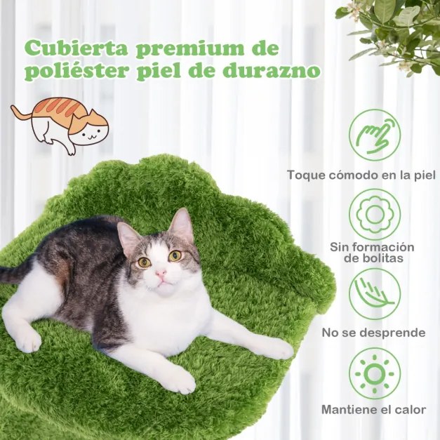 Arranhador para gatos de interior Altura 97 cm com postes de arranhar em sisal enrolados em sisal Poleiro superior almofadado e plataforma de salto ve