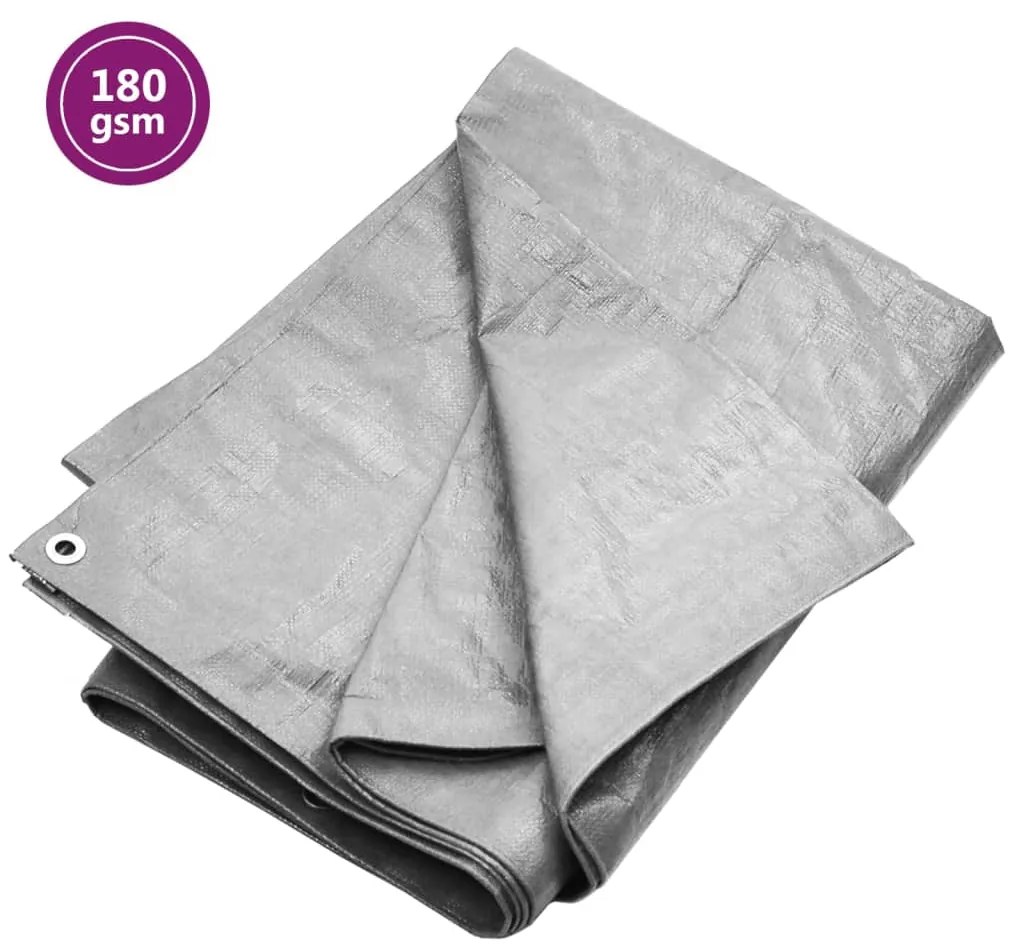 151495 vidaXL Lona 180 g/m² 8x10 m PEAD cinzento