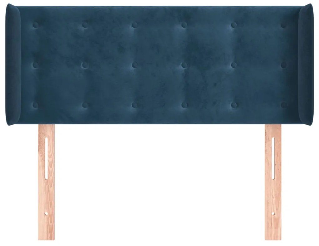 Cabeceira de cama c/ abas veludo 93x16x78/88 cm azul-escuro