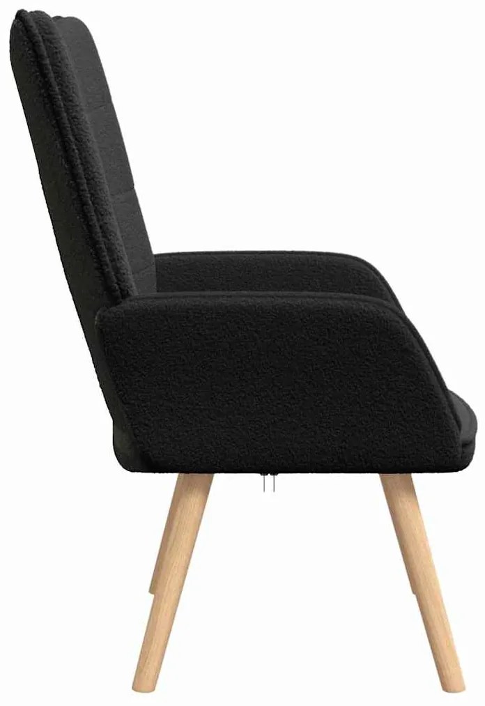Poltrona Relaxante vidaXL Preto em Tecido Tipo Lã Enrolada