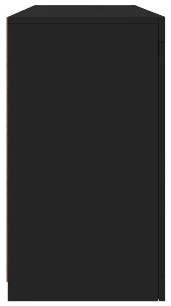 Aparador com luzes LED 142,5x37x67 cm preto