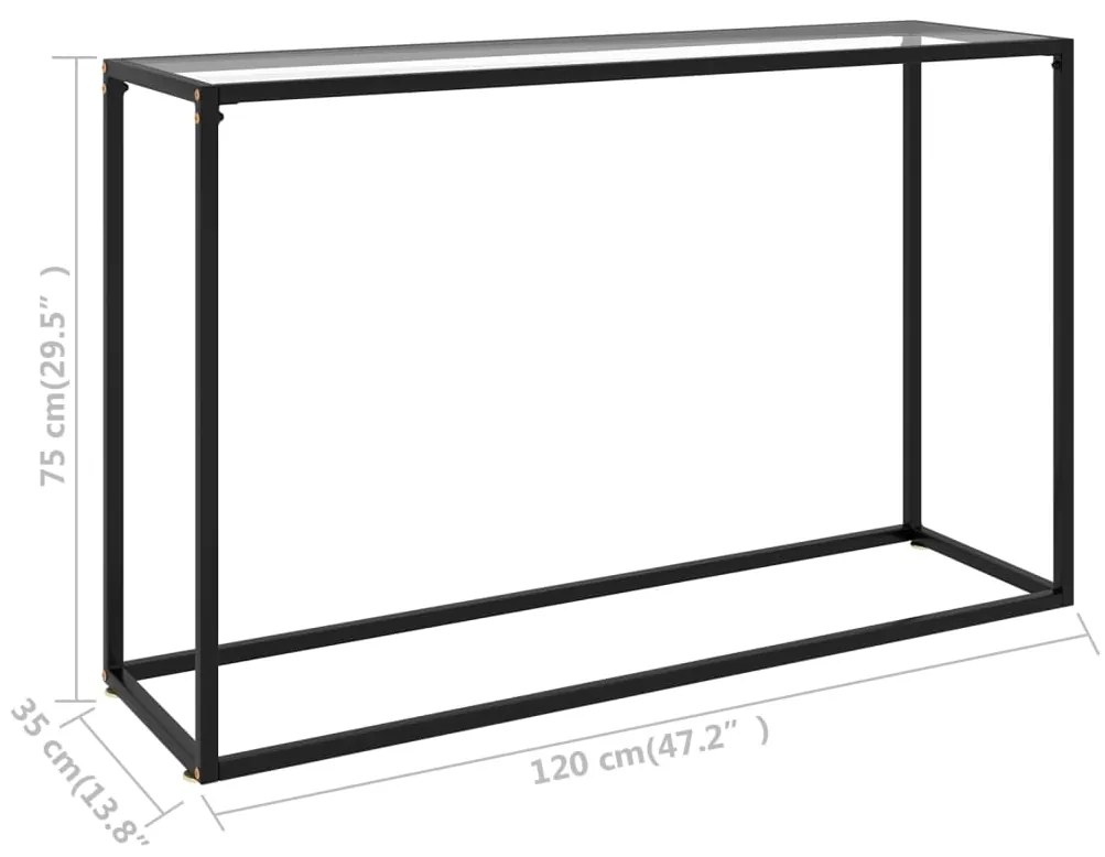 Mesa consola 120x35x75 cm vidro temperado transparente