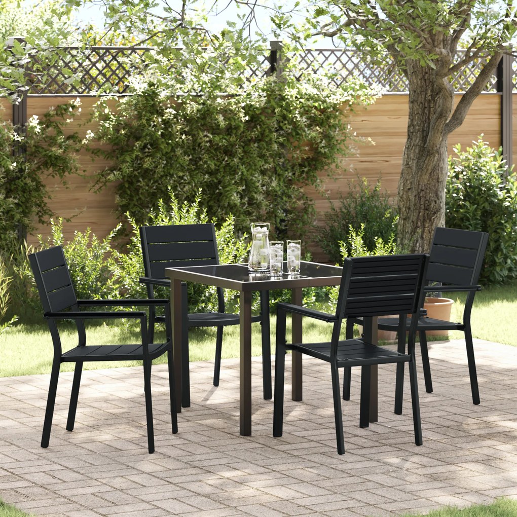 vidaXL Conjunto de Jantar 5 Peças Preto HDPE