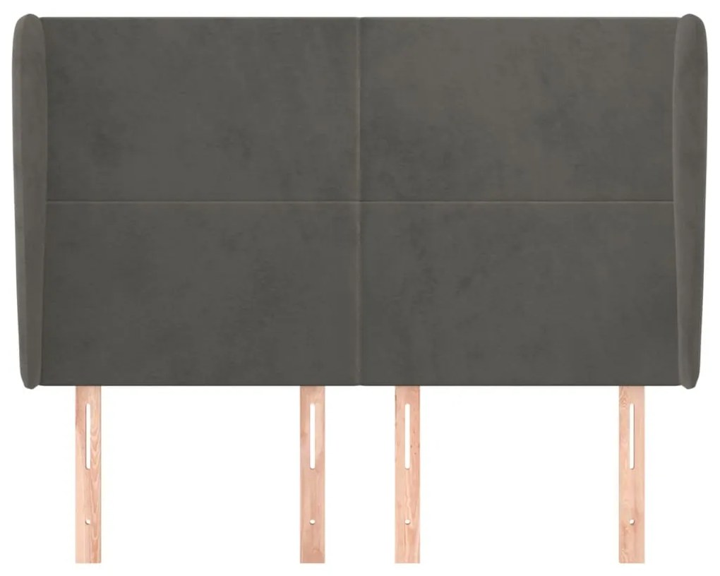 Cabeceira cama c/ abas veludo 147x23x118/128 cm cinzento-escuro