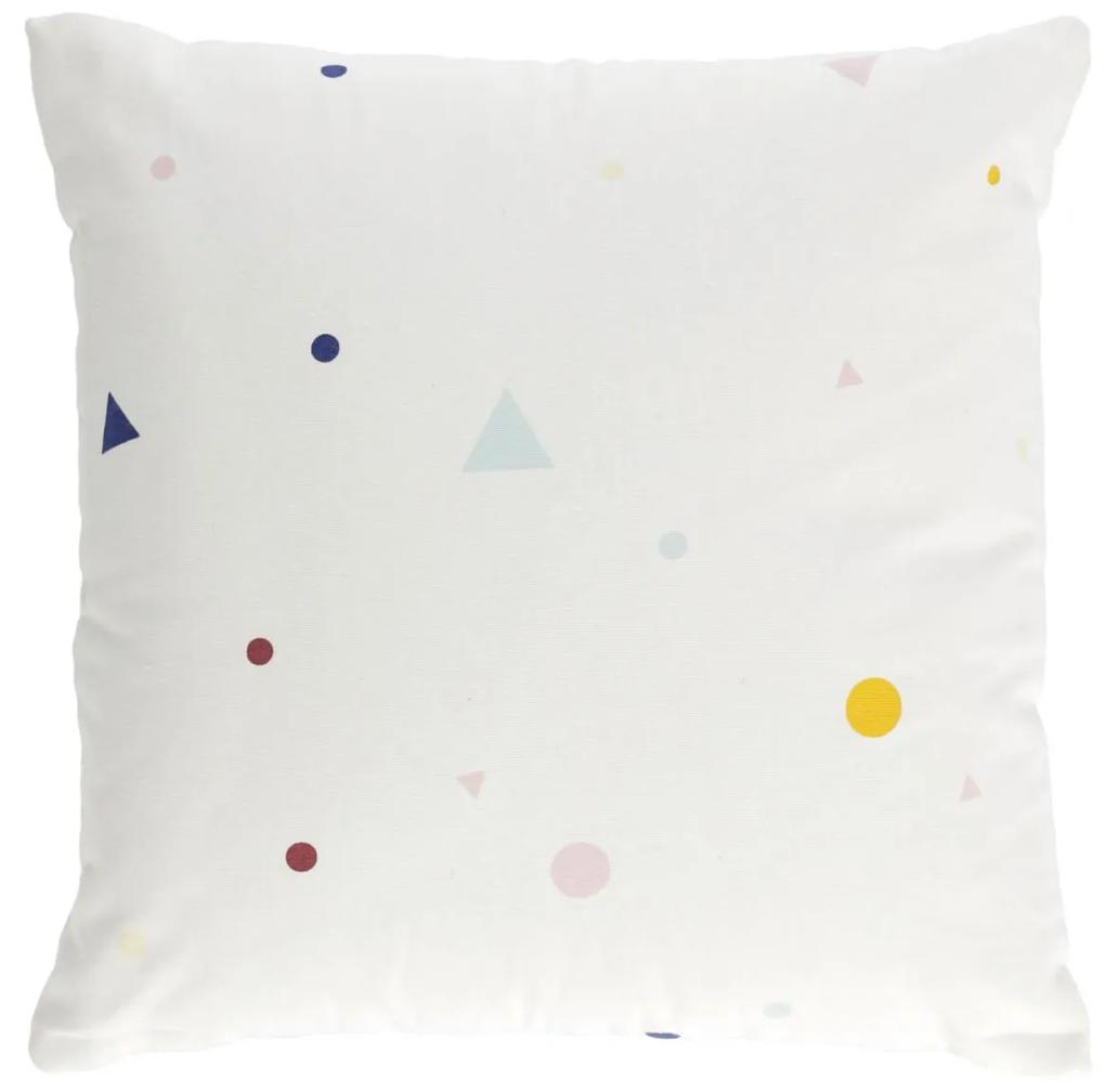 Kave Home - Capa almofada Miris 100% algodão bolinhas e triângulos multicolor 45 x 45 cm