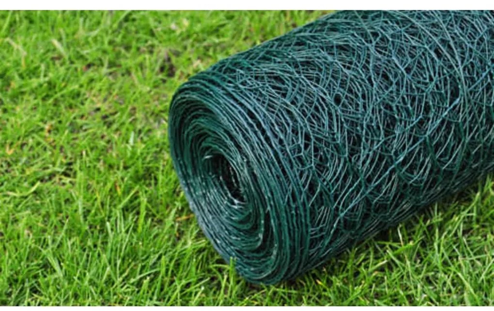 Cerca de arame galinheiro c/ revestimento em PVC 25x0,75m verde