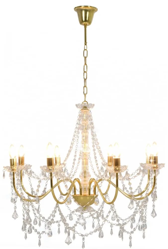 Lustre com contas lâmpadas 8 x E14 dourado