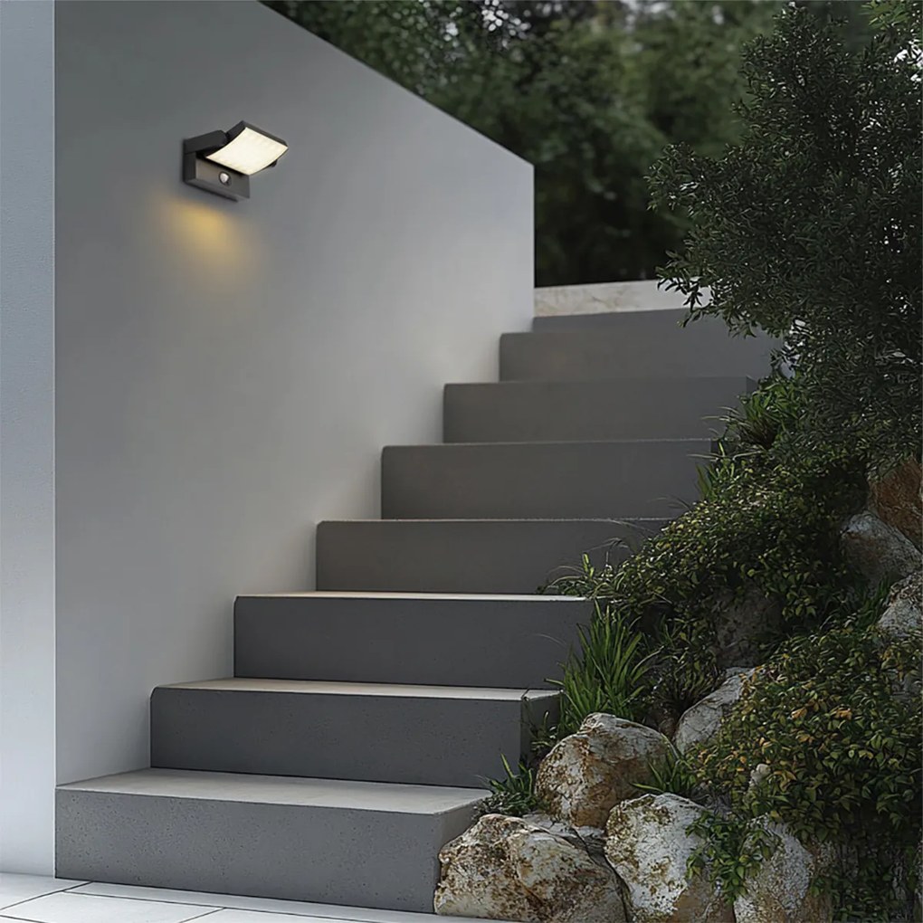 Candeeiro de Parede Exterior Preto Incl. LED IP54 com Sensor de Movimento Solar - Judge