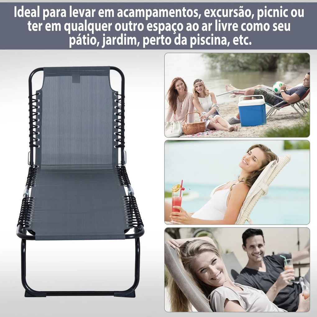 Espreguiçadeira de Jardim Dobrável e Ajustável com 4 Posições Espregui