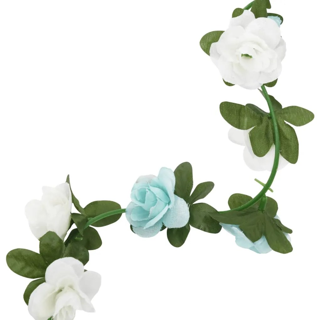Grinaldas de flores de Natal 6 pcs 240 cm azul e branco
