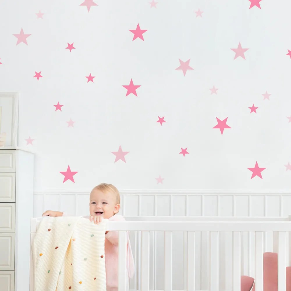 Estrelas cor-de-rosa - autocolantes de parede para menina