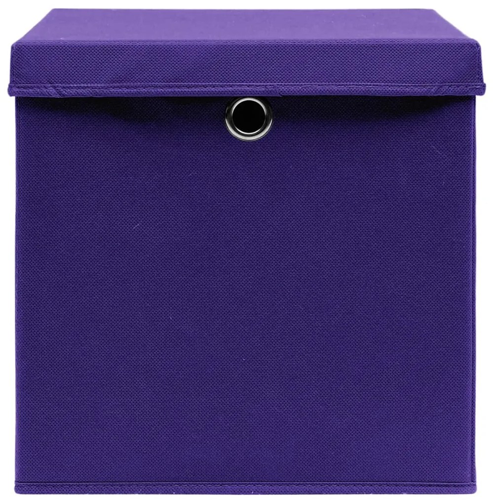 Caixas de arrumação com tampas 10 pcs 28x28x28 cm roxo
