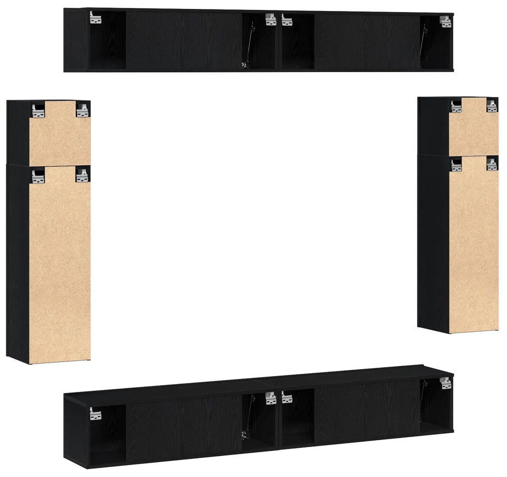 Conjunto de Armário de TV de 8 Peças Montado na Parede Carvalho Preto