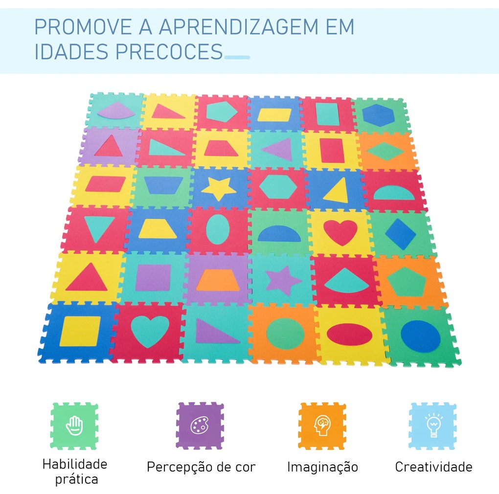 HomCom® Tapete Puzzle Colchão suave para Crianças 3.24㎡Borracha de espuma EVA