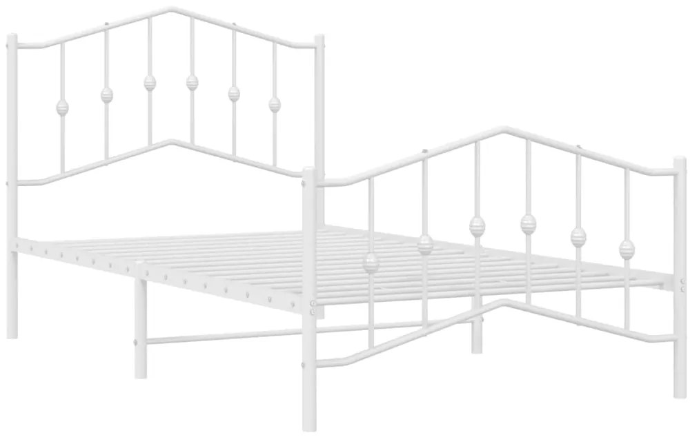 Estrutura de cama com cabeceira e pés 100x190 cm metal branco