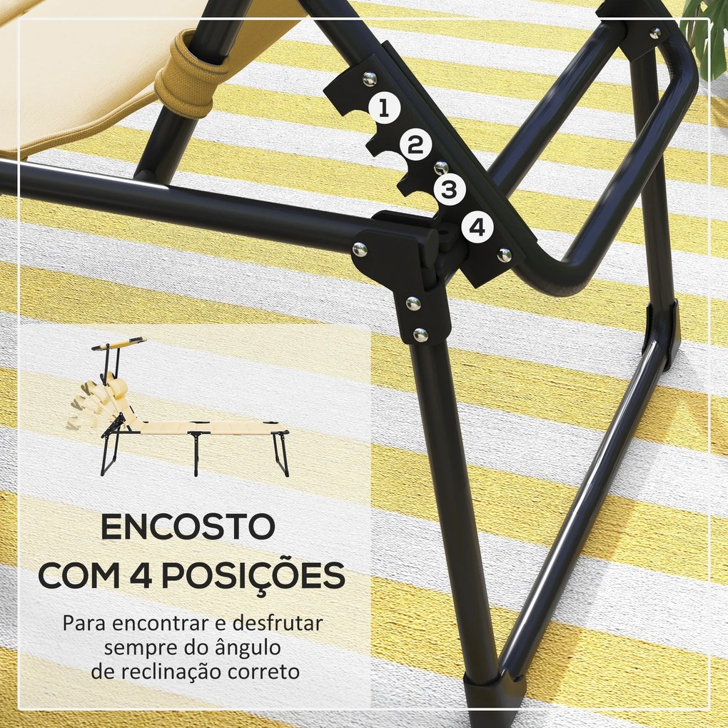 Espreguiçadeira Dobrável Espreguiçadeira de Jardim com Toldo Ajustável